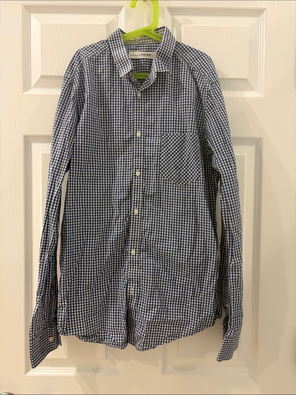 Men's Blue Gingham Button-Up Shirt Plectrum by Ben Sherman Medium